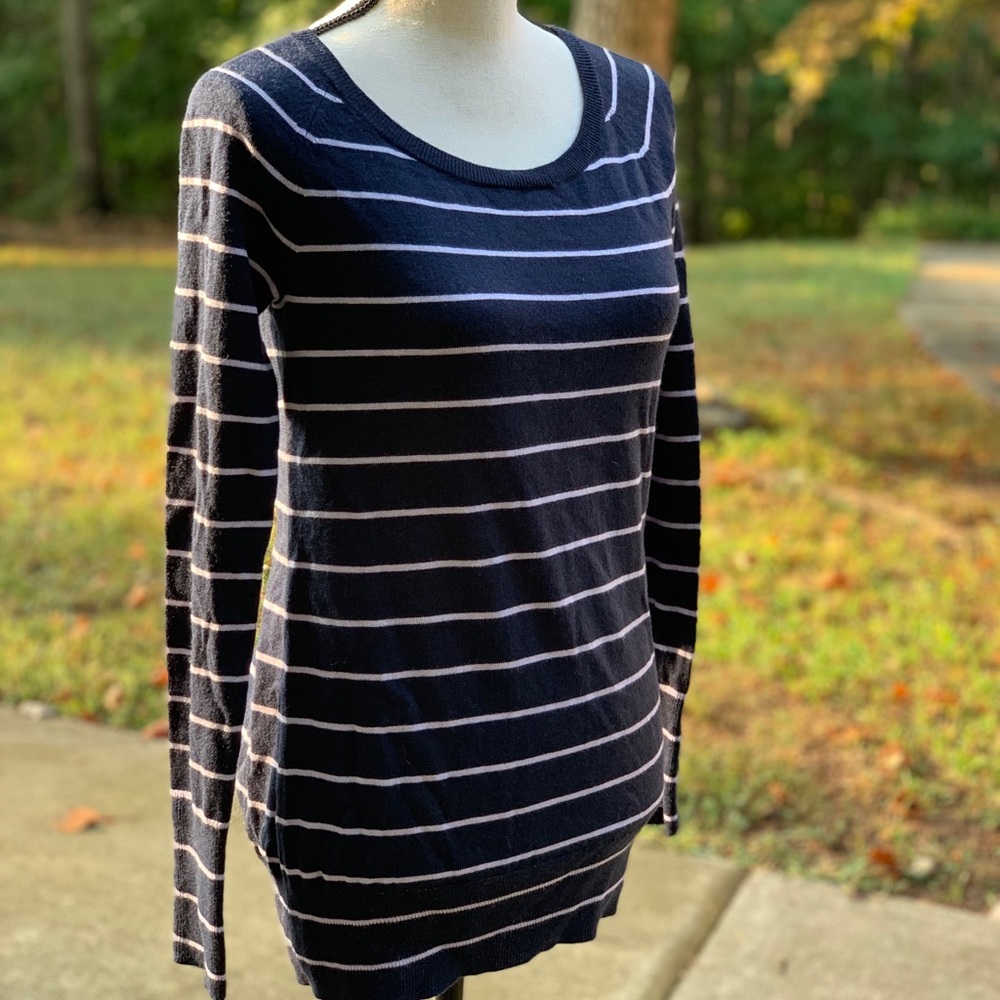 Gap striped sweater with button sleeves NWOT.